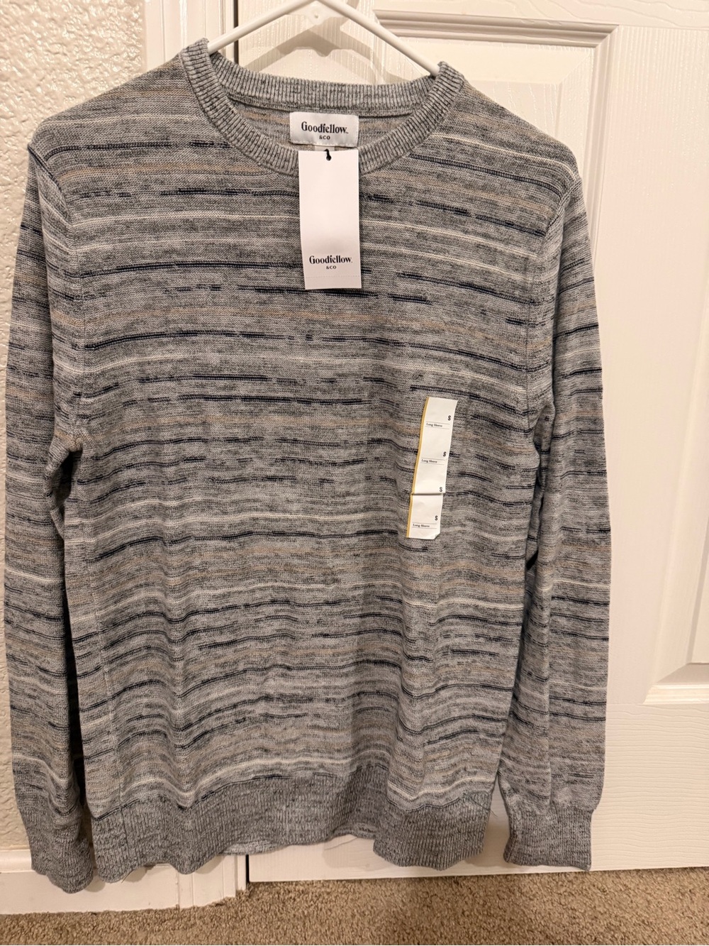 Brand New with tags Goodfellow & Co Grey Striped Crewneck Sweater